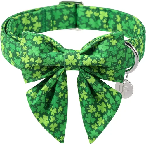 Miniatura 14 de Collar para perro con pajarita, Collar de algodón con pajarita para cachorro, Collar para perro azul para niña o niño con hebilla de metal duradera