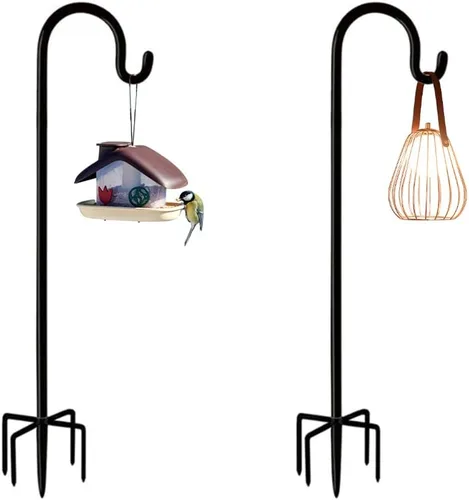 Miniatura 10 de Ganchos de pastor de 48 pulgadas, 2 paquetes para comedero de pájaros, colgador de comedero de pájaros, ganchos ajustables resistentes para 2