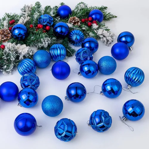 Miniatura 18 de AMS Esferas de Navidad de 2.36 pulgadas/60mm, 34 unidades, adornos grandes, decoraciones para fiestas, inastillables, colgantes festivos para Negro