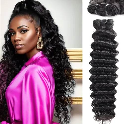 Miniatura 19 de Manojos de cabello humano ondulado profundo de 12, 14, 16 pulgadas, paquetes de ondas de agua, 100% sin procesar, 10A, cabello humano virgen