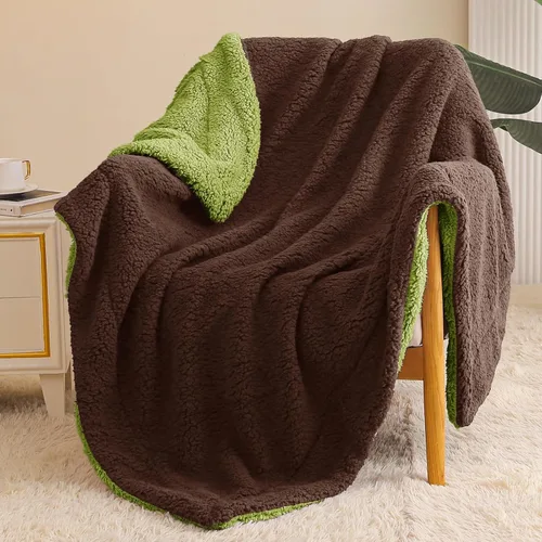 Miniatura 24 de Exclusivo Mezcla Manta Sherpa Reversible de Tamaño Individual, Mantas de Forro Polar Gruesas y Cálidas para Invierno, Felpa Suave y Esponjosa