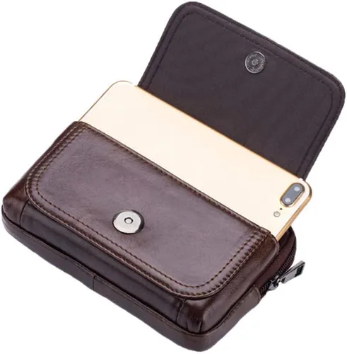 Miniatura 5 de Bolsa de cuero para cinturón de teléfono, bolsa horizontal para hombres, multiusos, con lazo, monedero, monedero, bolsa para teléfono celular