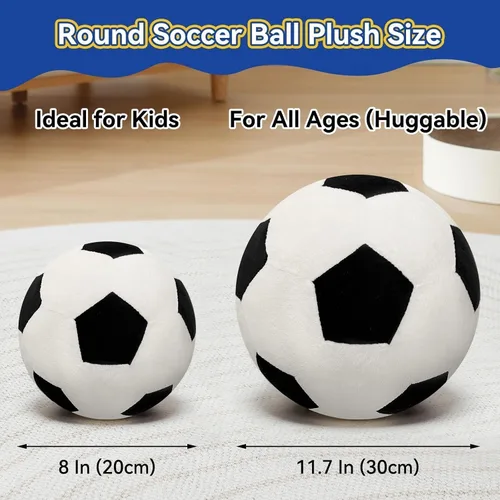 Miniatura 3 de Almohada de fútbol esponjosa – Pelota de fútbol orbicular duradera de 8 pulgadas, almohadas decorativas de fútbol de relleno suave para sofá