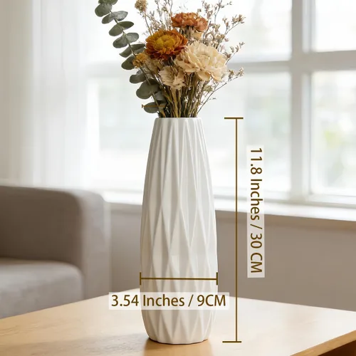 Miniatura 3 de Florero de cerámica blanco de 12 pulgadas, jarrones altos para hierba de las pampas, decoración del hogar, jarrones modernos con textura