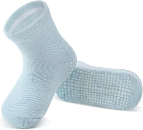 Miniatura 5 de Tenpluszero Calcetines de algodón antideslizantes para niños pequeños calcetines de algodón con agarres para bebés niños y niñas