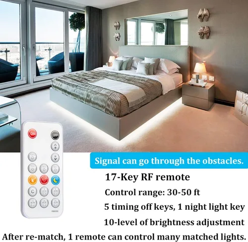 Miniatura 2 de WOBANE - Tira de luces LED blancas, kit de tira de luz LED regulable, 16.4 pies de luces en cinta flexible para dormitorio, cocina, debajo