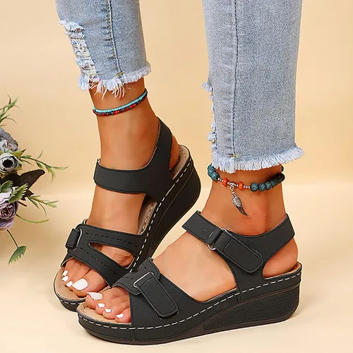 Miniatura 5 de Sandalias ortopédicas de moda para mujer, pantuflas para caminar con soporte de arco, puntera abierta, correa de tobillo, alpargatas de plataforma