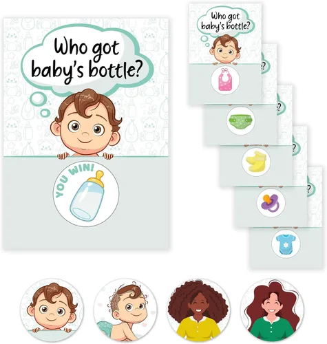 Miniatura 9 de Juegos de baby shower de Party Hearty para niño, 40 boletos de lotería con emojis para rascar, ideas de juegos para bebés, juego de rascar, azul
