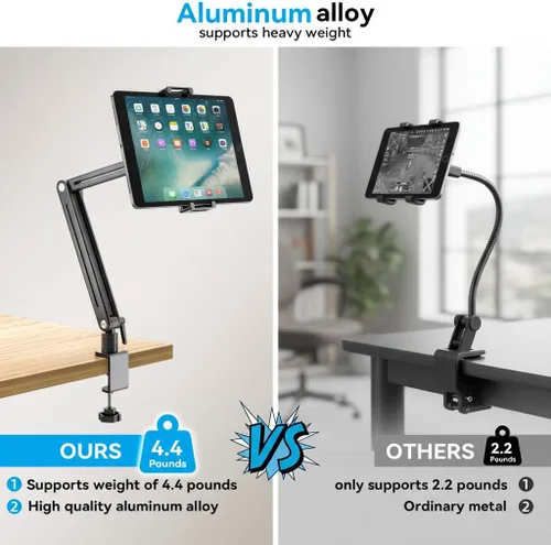 Miniatura 3 de Jakeko Soporte para brazo de monitor portátil, diseño de aluminio con ultraestabilidad y alta capacidad de carga