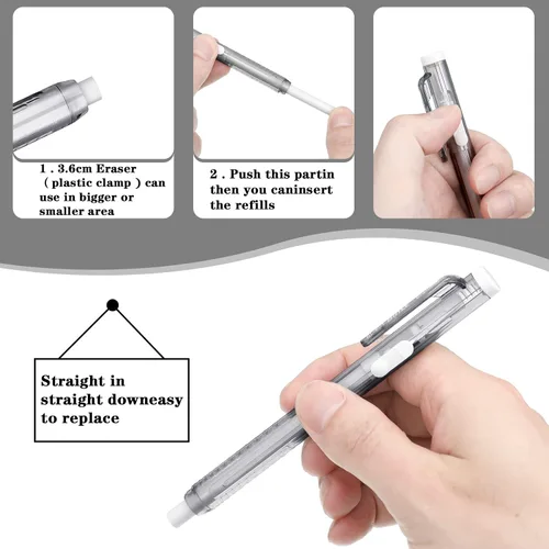 Miniatura 6 de 12 Piezas Bolígrafo Borrador Mecánico Retráctil a Granel Recambio de Borrador Mecánico Retráctil en Barra para Regalos de Maestros Pintura Escritura