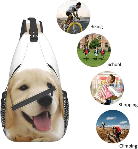 Miniatura 6 de PHIDOL Flower Gerbera - Mochila bandolera para hombre, bolsa de viaje para senderismo, bolsa de hombro cruzada., cachorros de golden retriever