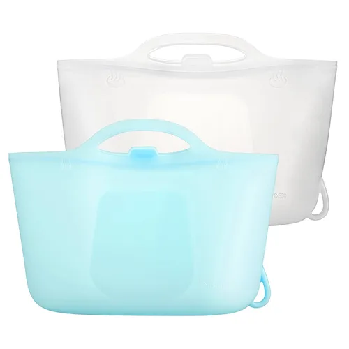 Silicone Travel Bottle Sterilizer Bags | 2000ml Microwave Steam Sterilizer Bags for Baby Bottles, Breast Pump&Pacifiers, Reusable Sterilizing Bags