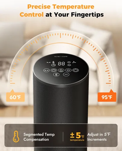 Miniatura 7 de Calentador de espacio para uso en interiores - Calentador portátil de torre de 25 pulgadas con llama 3D, control remoto, termostato ajustable, 2
