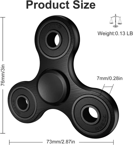 Miniatura 6 de Fidget Spinners, rodamiento de acero inoxidable de metal de alta velocidad de 2 a 5 minutos de giro, EDC TDAH estrés ansiedad alivia reductor