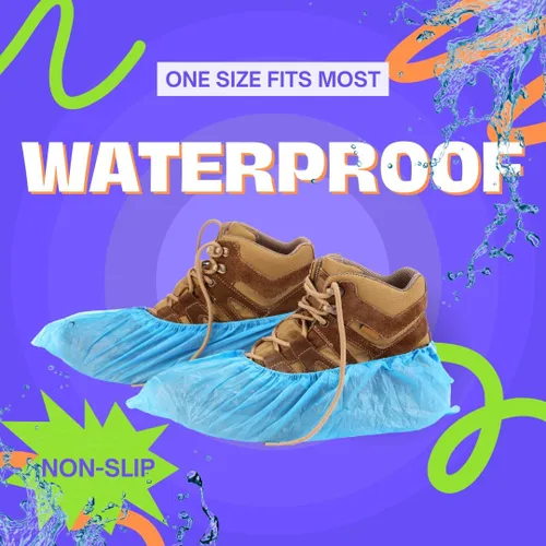 Miniatura 3 de Frontline Fundas de zapatos desechables impermeables, plástico premium grueso reciclable, resistencia al deslizamiento, duraderas, botines