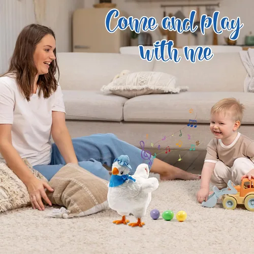 Miniatura 7 de SOMOYA - Juguete de pollo eléctrico de peluche poniendo huevos, juguete loco que baila con sonido y música, juguete de animales, juguetes de Pascua