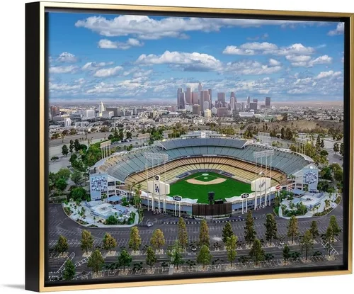 Miniatura 10 de CANVAS ON DEMAND Estadio Dodger de Los Ángeles Lienzo Enmarcado Flotante Negro Arte de Pared Impreso por Copterpilot Photography, Fotografía