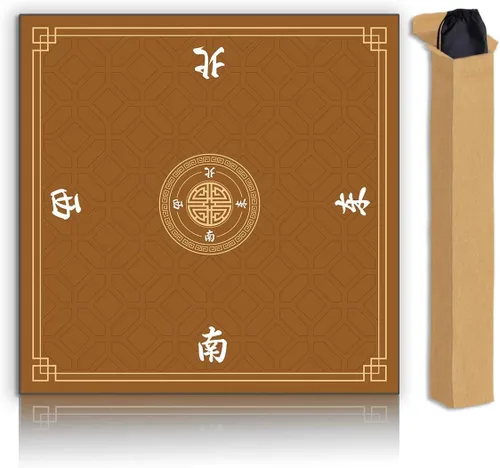 Miniatura 8 de Tapete Mahjong, tapete de juego antideslizante que reduce el ruido, tapete de mesa Mahjong de 31.5 pulgadas, tapete Mahjong con bolsa de tela y Rojo