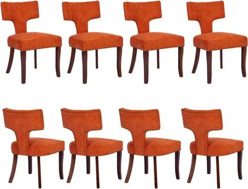 Miniatura 27 de Juego de 2 sillas de comedor modernas de mediados de siglo, sillas de comedor tapizadas en tela de chenilla con respaldo curvado y ribete