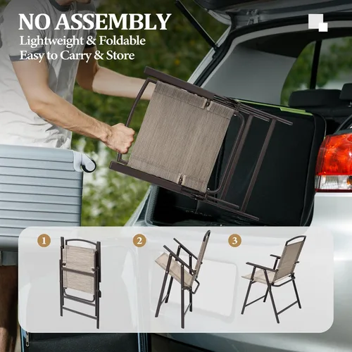 Miniatura 4 de Crestlive Products Juego de 6 sillas plegables para patio, sillas plegables para exteriores con marco duradero resistente al óxido