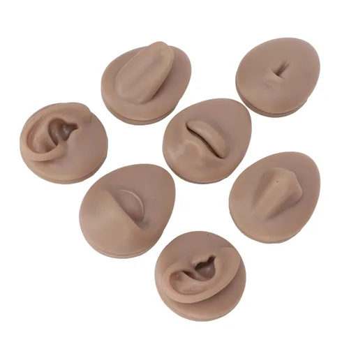 Miniatura 7 de Modelo de perforación corporal, 6 piezas de simulación de silicona para perforación de parte del cuerpo, kit de práctica de piercing, oreja, nariz