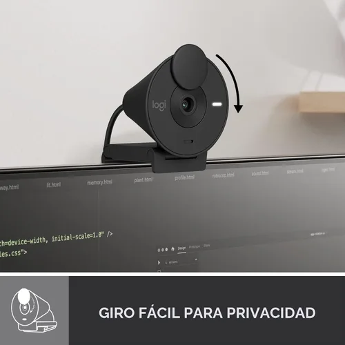 Miniatura 5 de Logitech Brio 301 Cámara Web Full HD con Obturador de Privacidad, Micrófono de Reducción de Ruido, USB-C, Certificada para Zoom, Microsoft Teams