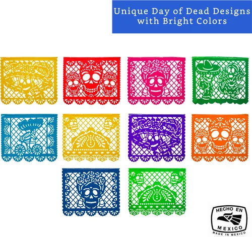 Miniatura 3 de Pancartas de fiesta mexicana (paquete de 5, 10 diseños de banderas de plástico por bandera) + piñata mexicana (grande de 32 pulgadas), pancarta