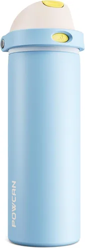 Miniatura 23 de POWCAN - Botella de agua aislada, 24 oz, tapa 2 en 1, boquilla de botón, popote abatible, a prueba de fugas, acero inoxidable, para portavasos
