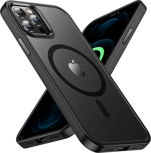 Miniatura 15 de Funda magnética para iPhone 12/iPhone 12 Pro, probada en caídas de grado militar, compatible con MagSafe, a prueba de golpes, translúcida, parte