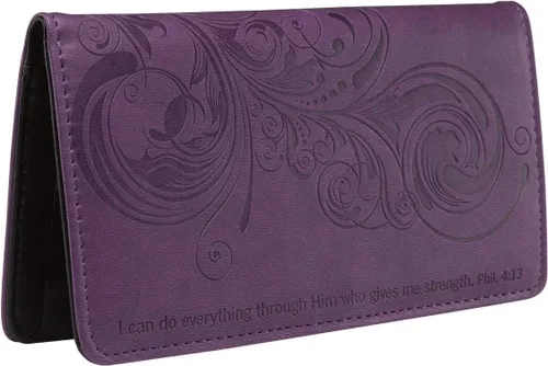 Miniatura 4 de Billetera y chequera de cuero sintético y mensaje cristiano, guarda duplicados de cheques y tarjetas de crédito, para mujeres y hombres, Uno