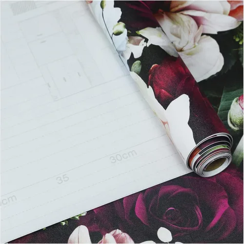 Miniatura 9 de HAOKHOME Papel tapiz floral para despegar y pegar, diseño de rosas y margaritas, removible, negro/rosa/morado, mural salvaje adhesivo, 17.7 pulgadas