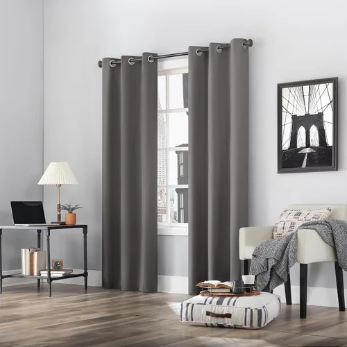 Miniatura 7 de Sun Zero Cyrus - Par de paneles de cortinas térmicas 100 % opacas con ojales, color gris, 40 x 84 pulgadas