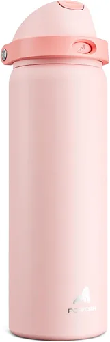 Miniatura 45 de POWCAN - Botella de agua aislada, 24 oz, tapa 2 en 1, boquilla de botón, popote abatible, a prueba de fugas, acero inoxidable, para portavasos