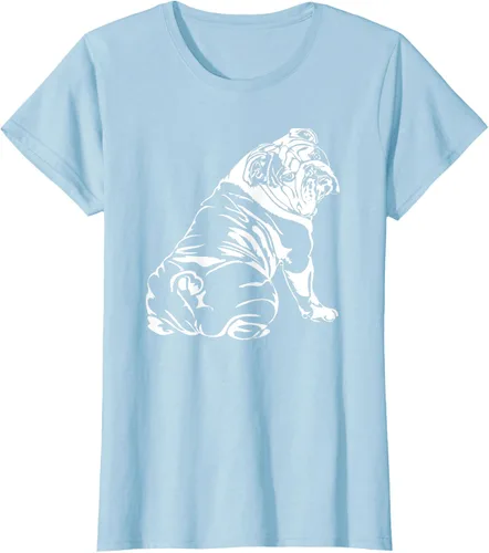 Miniatura 22 de Gracioso Bulldog Inglés playera perro Hund playera regalo, Azul (Heather blue)