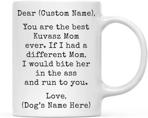 Miniatura 77 de Andaz Press Taza de café personalizada divertida con texto en inglés "Dog Mom", regalo de broma para la mejor mamá de perro cocker spaniel, muerde