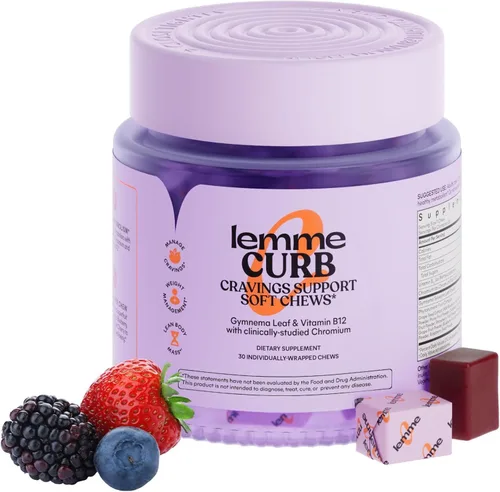 Lemme Curb Cravings Soft Chews - Controla el apetito, apoya el metabolismo y el cuerpo delgado con Cromo clínicamente estudiado, Gymnema y B12 para