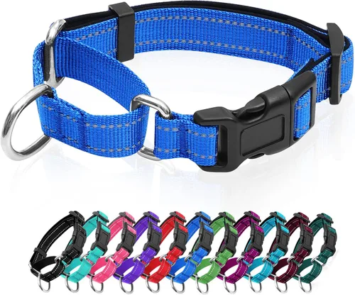 Miniatura 19 de Collares de perro Martingala reflectantes. Collar de perro con hebilla de liberación rápida. Collar ajustable de nailon transpirable acolchado suave
