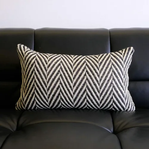 Miniatura 2 de vctops Funda de cojín de punto bohemio en blanco y negro, funda de cojín tejida con flecha, decoración cuadrada para sofá, dormitorio, sala