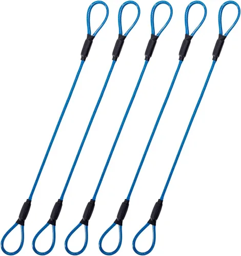 Miniatura 7 de Cuerda de alambre de acero de 0.130 in, bloqueo de cable de seguridad para viajes al aire libre, cable de seguridad trenzado recubierto de acero