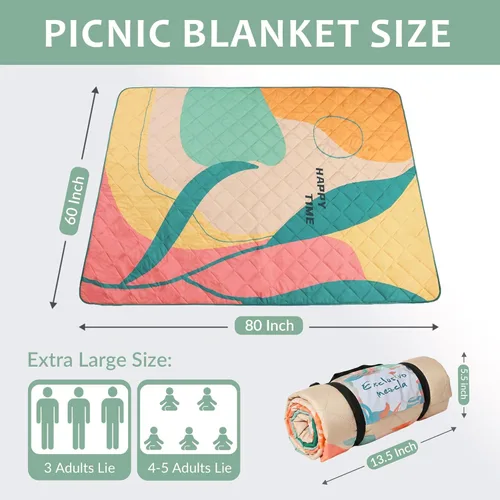 Miniatura 3 de Exclusivo Mezcla Manta de picnic impermeable de 60 x 80 pulgadas, manta de camping moderna a prueba de arena de poliéster floral multicolor grande
