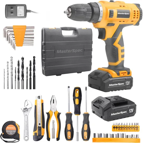 Miniatura 6 de 47 unids 12 V taladro inalámbrico kit de herramientas de mano para el hogar w/2
