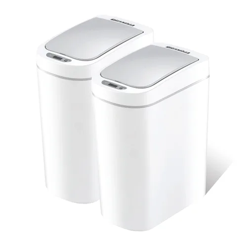 Ninestars Cubo de basura automático con sensor de movimiento para baño, 1.8 galones, apertura inteligente, para baño, dormitorio, cocina, oficina,