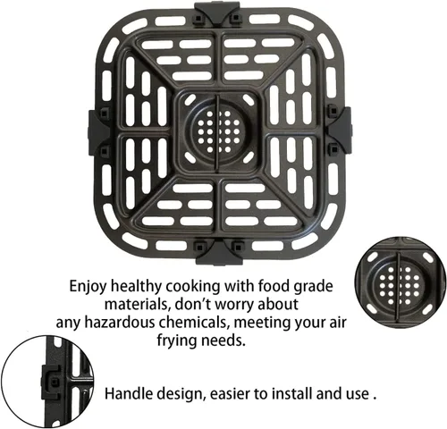 Miniatura 5 de Bandeja de freidora de aire de 2 cuartos para freidora de aire instantáneas Vortex, revestimiento antiadherente de doble capa mejorada, freidora