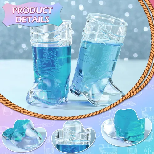 Miniatura 6 de Vesici 20 vasos de tiro para botas de vaquero, gafas de tiro de vaquera occidental, sombreros, suministros de fiesta temática de vaquera espacial