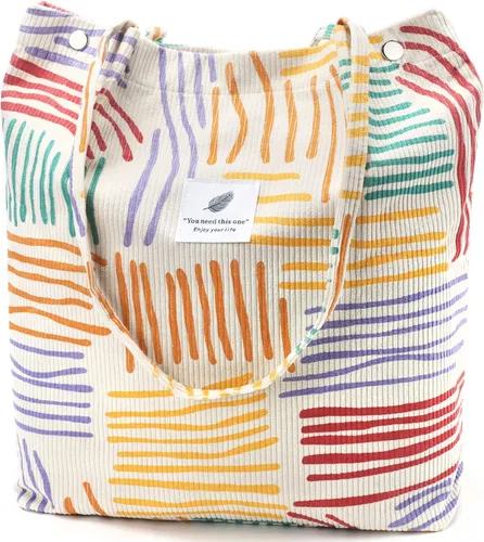 Miniatura 203 de Ayieyill - Bolsa de pana para mujer y niña, con correa de lona para colgar al hombro, bolsa con bolsillo