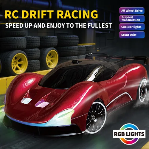 Miniatura 3 de Coche de deriva a escala 1:20 con control remoto 4WD 2.4GHz Racing Sport Toy RC Car con luces LED, carreras y ruedas de deriva (azul)