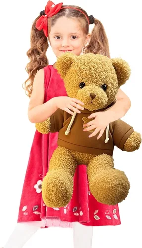 Miniatura 5 de Oso de peluche de 11.8 pulgadas, lindo oso de peluche con capucha para niños, rojo