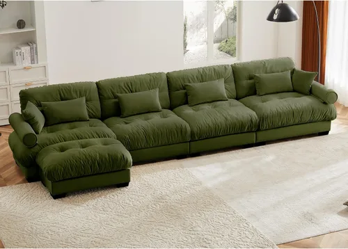 Miniatura 80 de Otomana beige para sofá modular modular, sofá individual, asiento otomano para sofá modular convertible, sofás de terciopelo para sala de estar