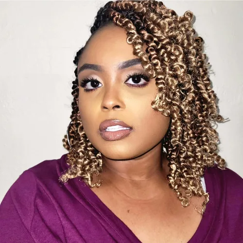 Miniatura 44 de Cabello Passion Twist de 12 pulgadas, 8 paquetes, cabello de ganchillo pretrenzado para mujeres negras, cabello rizado de ganchillo preenlazado, 1b#