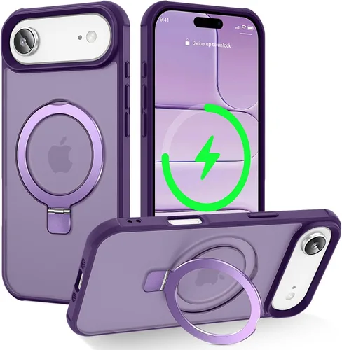 Miniatura 157 de CHAOFEnG Funda magnética compatible con iPhone 11 con soporte, prueba de caídas de grado militar, compatible con imán, anillo translúcido, parte